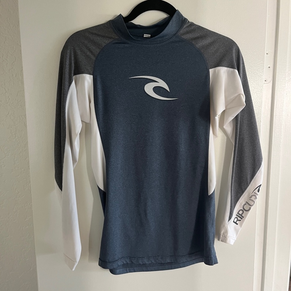 Navy and White Long Sleeve Rash Guard